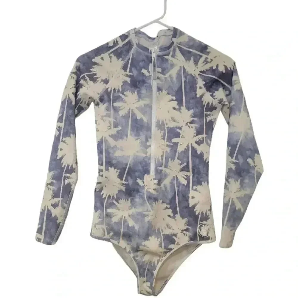 Body Glove Women's White & Blue Nylon/Spandex Denim City Palm Print Standard Lon
